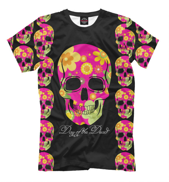 Мужская футболка с изображением День мёртвых, Мексика цвета Черный