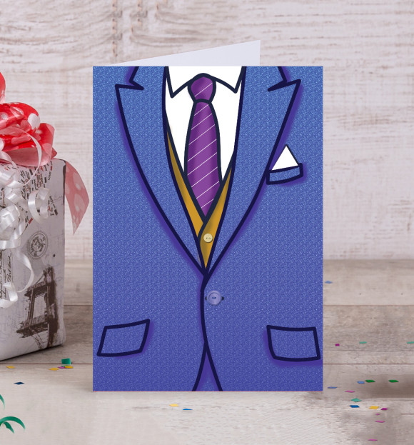 Открытка с изображением Синий костюм цвета Белый
