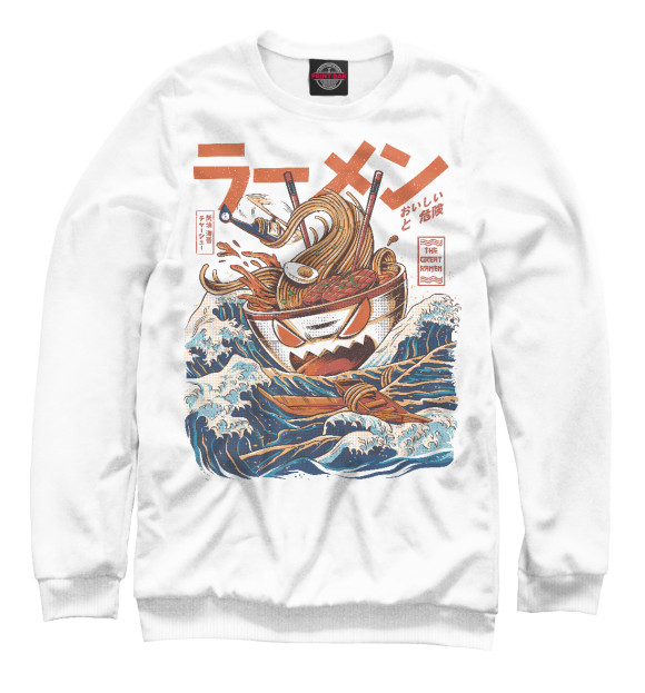 Мужской свитшот с изображением Лапша цвета Белый