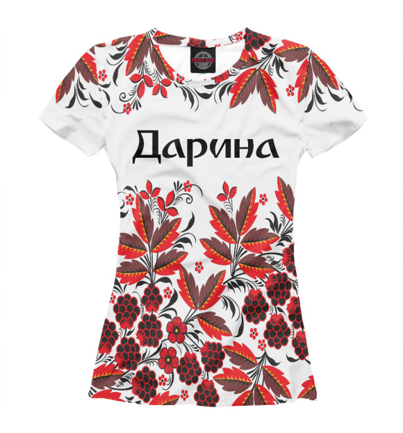 Футболка для девочек с изображением Дарина роспись хохлома цвета Белый