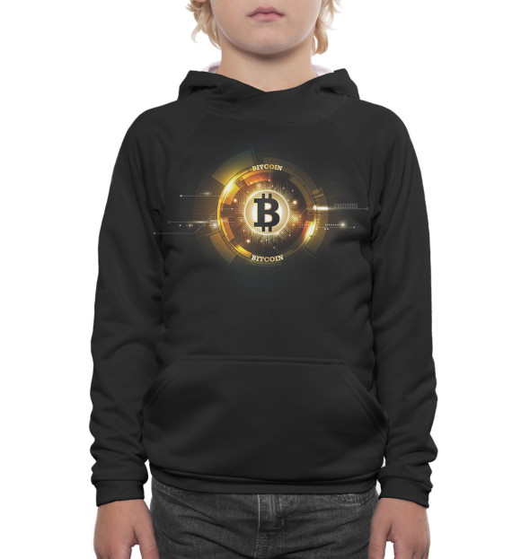Худи для мальчика с изображением Bitcoin цвета Белый