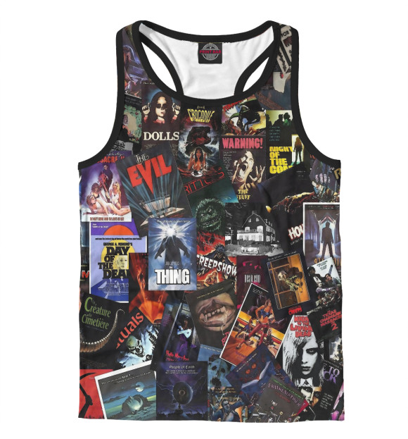 Мужская майка-борцовка с изображением Фильмы ужасов | Хоррор цвета Белый