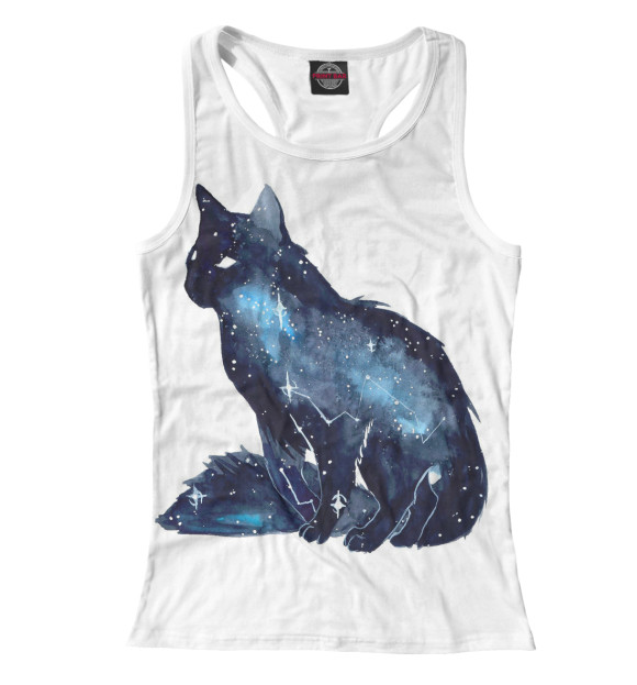 Женская майка-борцовка с изображением Кот цвета Белый