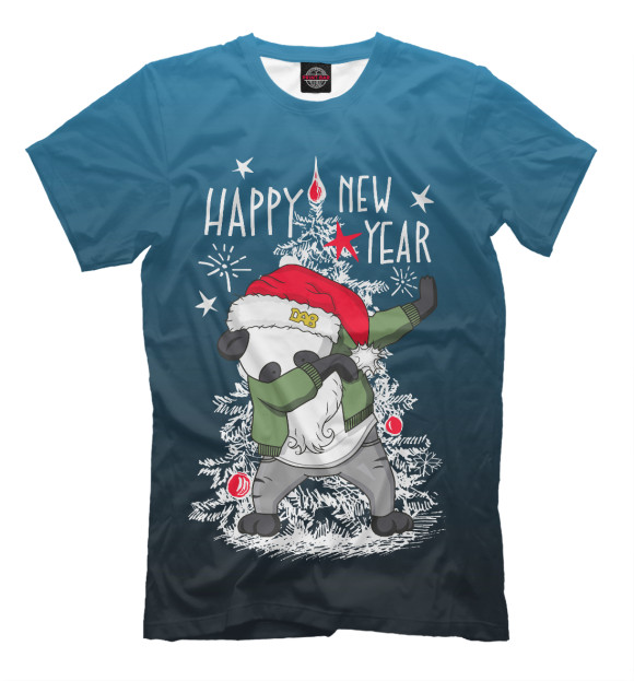 Мужская футболка с изображением Happy new year цвета Р‘РµР»С‹Р№