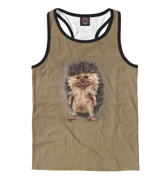 Мужская майка-борцовка с изображением Брутальный Ёжик цвета Белый