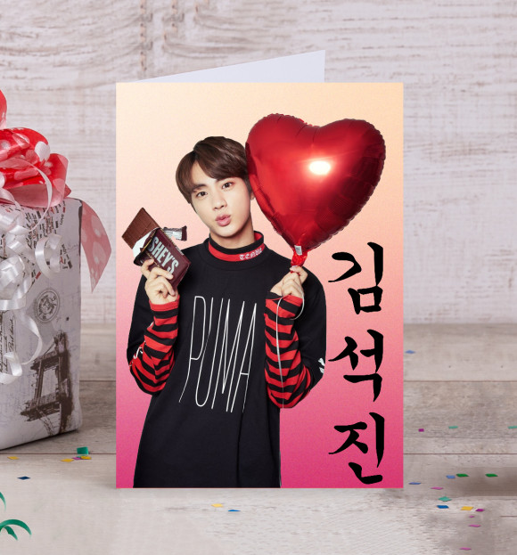 Открытка с изображением BTS Jin цвета Белый