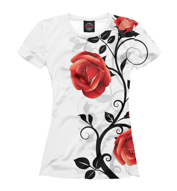 Женская футболка с изображением Розы на снегу цвета Белый