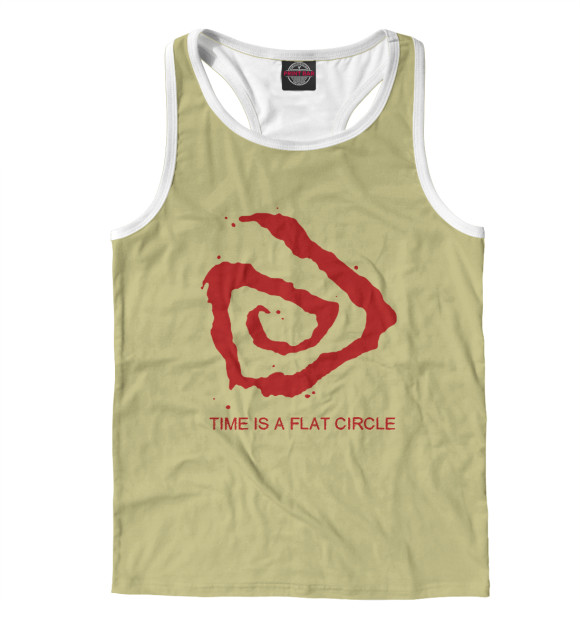 Мужская майка-борцовка с изображением Time is a flat circle цвета Белый