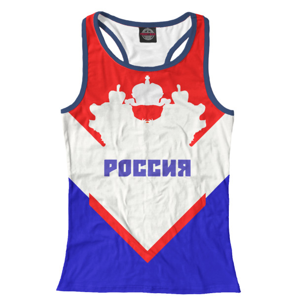 Женская майка-борцовка с изображением Россия 777 цвета Белый