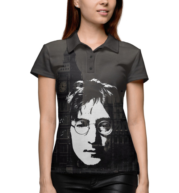 Женское поло с изображением John Lennon цвета Белый
