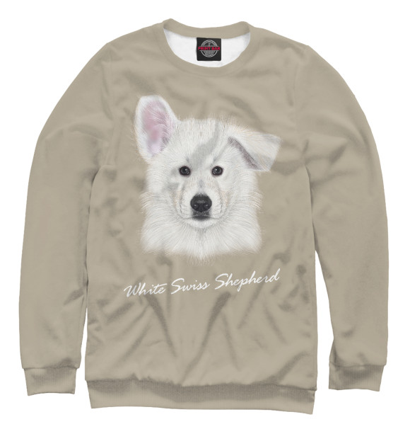 Свитшот для девочек с изображением White swiss shepherd цвета Белый