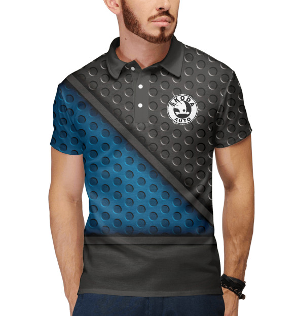 Мужское поло с изображением Skoda цвета Белый