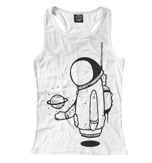 Женская майка-борцовка с изображением Космонавт цвета Белый