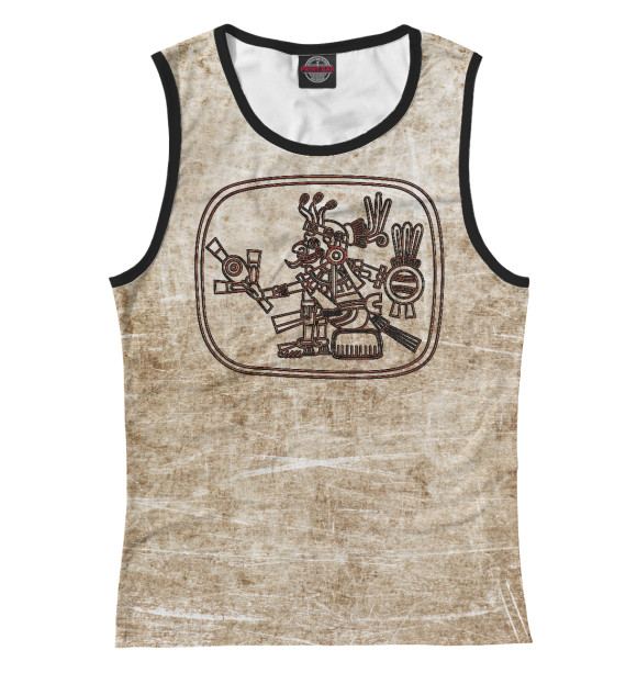 Женская майка с изображением Петроглиф Майя цвета Белый