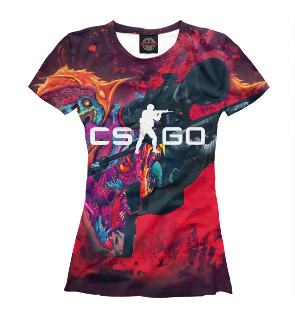 Футболка для девочек с изображением CS:GO / Hyper Beast цвета Белый