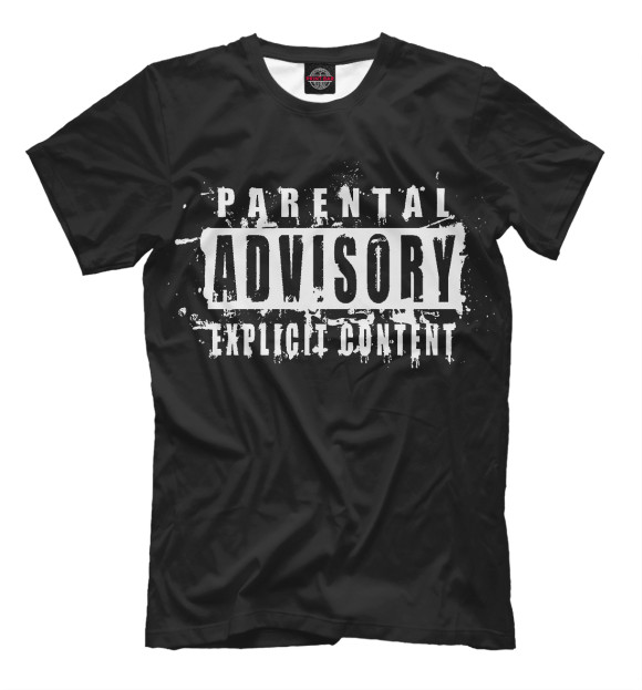 Мужская футболка с изображением Parental Advisory цвета Черный