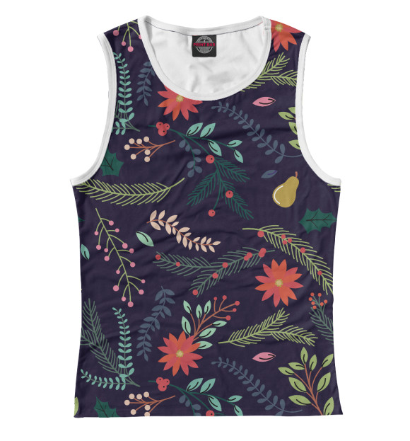 Женская майка с изображением Winter Pattern цвета Белый