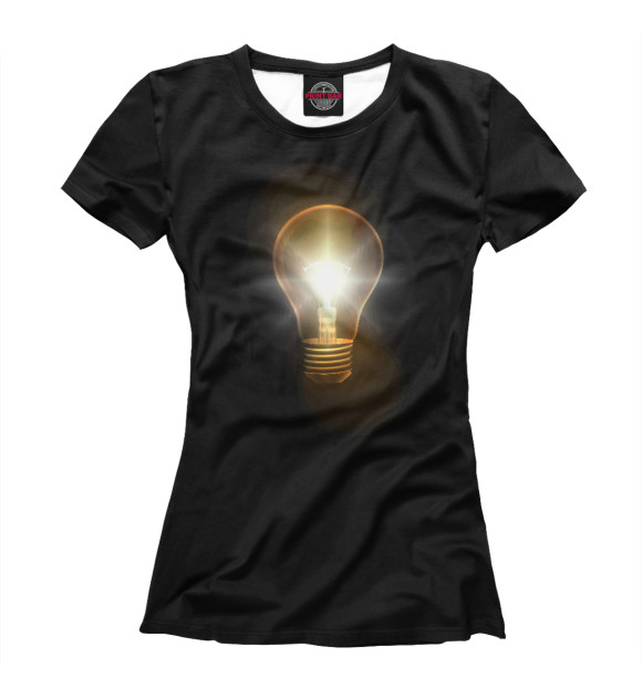 Женская футболка с изображением Лампочка цвета Белый
