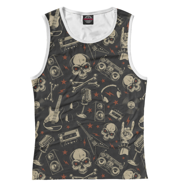 Женская майка с изображением Rock music цвета Белый