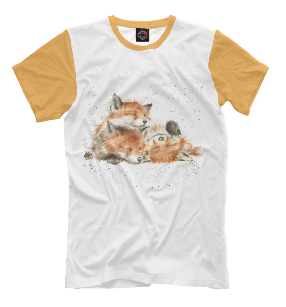 Мужская футболка с изображением Лисята цвета Белый