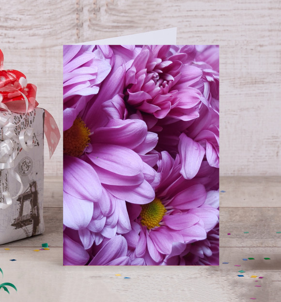 Открытка с изображением Сиреневый букет цветов цвета Белый