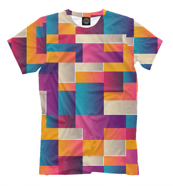 Мужская футболка с изображением Цветные кубики цвета Молочно-белый