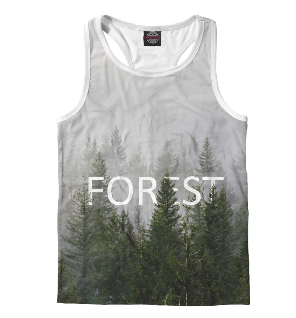 Мужская майка-борцовка с изображением Лес (FOREST) цвета Белый