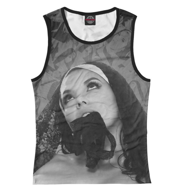 Майка для девочки с притом Монашка цвета Белый Майка для девочки с изображением Монашка цвета Белый