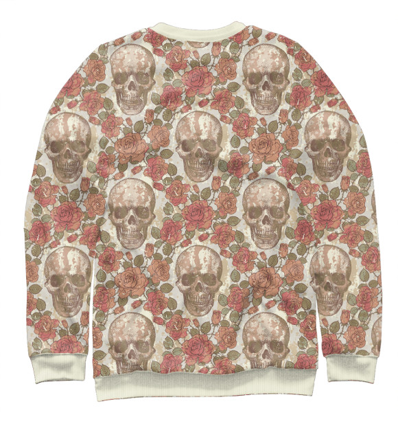 Свитшот для девочек с изображением Skull&Rose цвета Белый