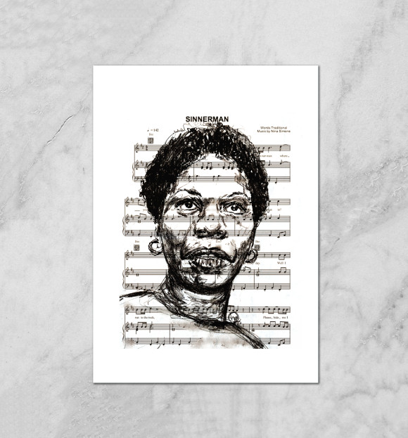 Плакат с притом Nina Simone цвета Белый Плакат с изображением Nina Simone цвета Белый