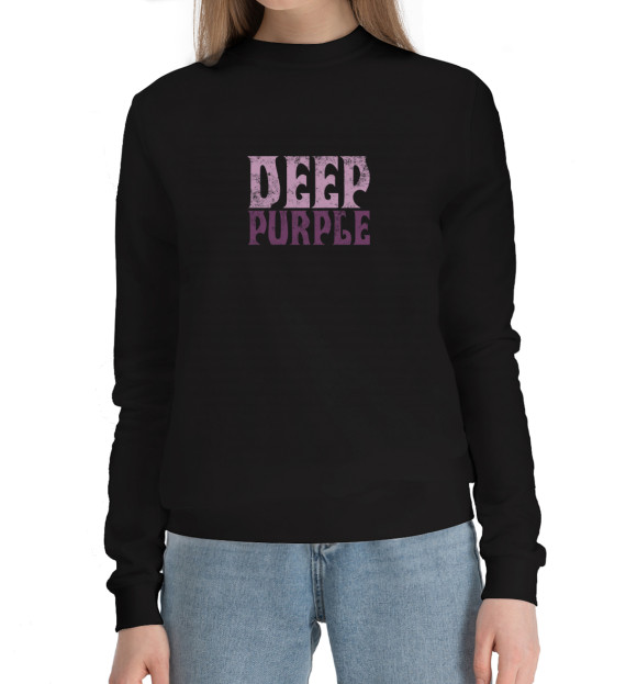 Женский хлопковый свитшот с изображением Deep Purple цвета Черный