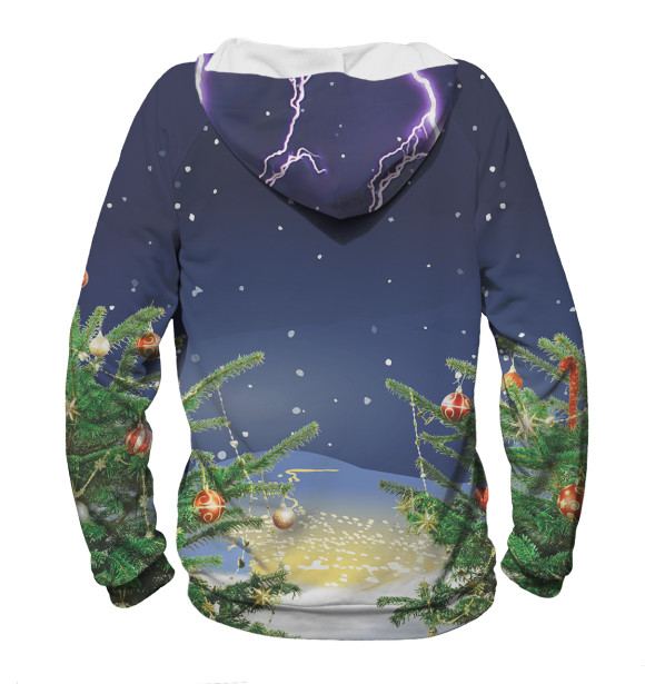 Женское худи с изображением Новогодний кот цвета Белый