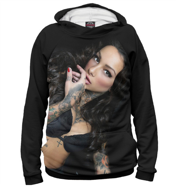 Женское худи с изображением Girl  with tattoo цвета Белый