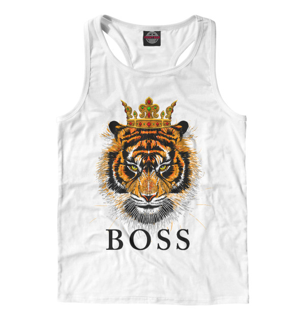 Мужская майка-борцовка с изображением Boss цвета Белый