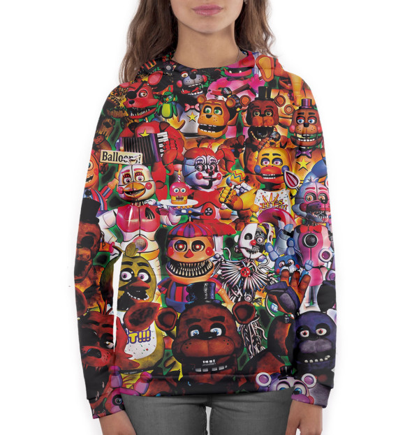 Женское худи с изображением fnaf цвета Белый