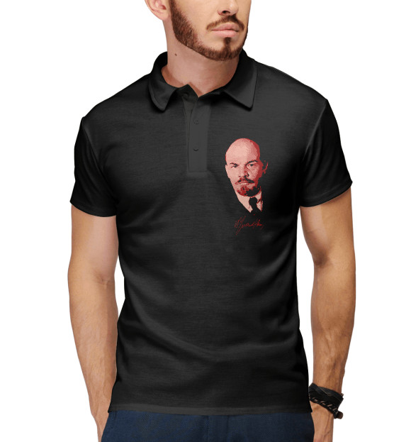 Мужское поло с изображением Ленин цвета Белый
