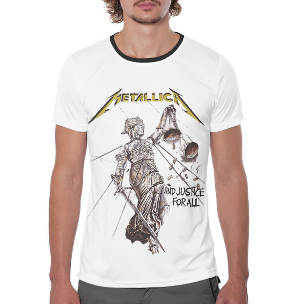 Мужская футболка с изображением Metallica And Justice for All цвета Белый