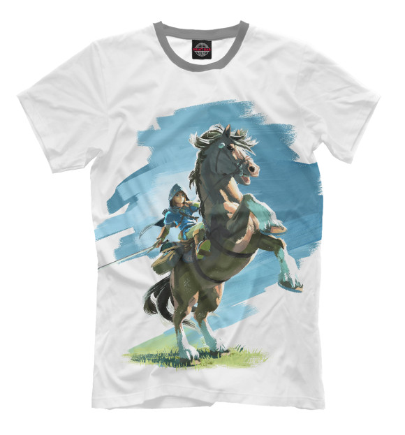 Мужская футболка с изображением The Legend of Zelda Horses цвета Молочно-белый