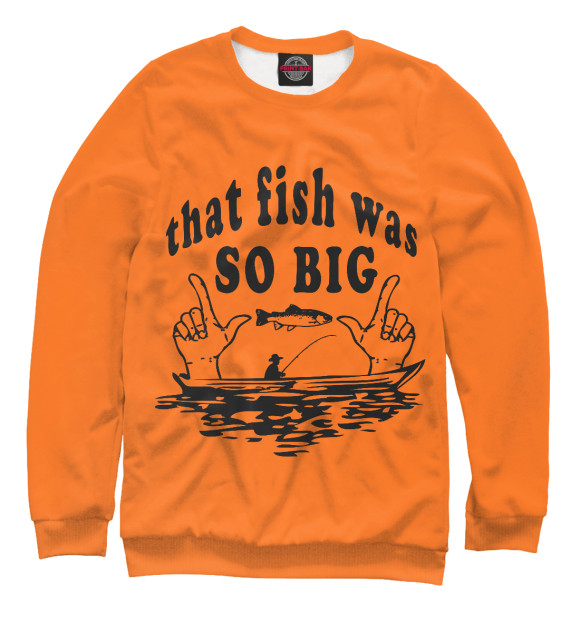 Мужской свитшот с изображением That fish was so big цвета Белый