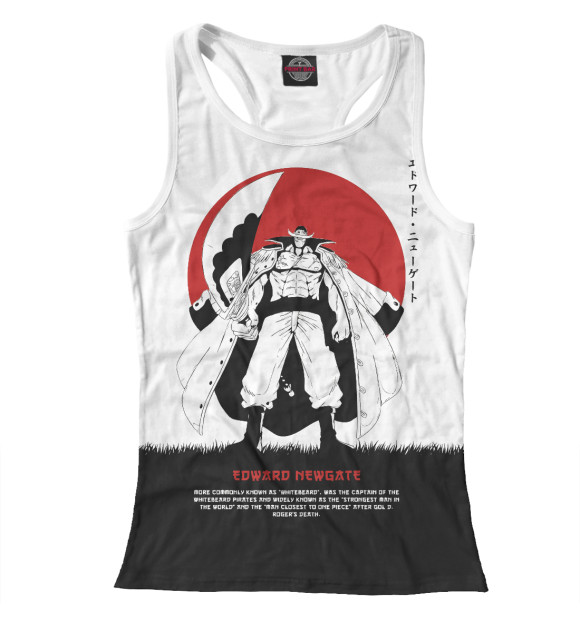 Женская майка-борцовка с изображением One Piece Большой куш цвета Белый