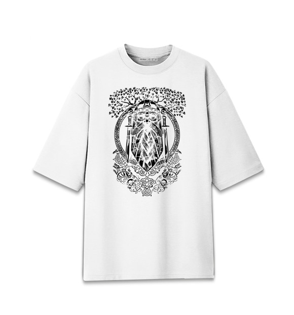 Женская футболка оверсайз с притом Воин цвета Белый Женская футболка оверсайз с изображением Воин цвета Белый