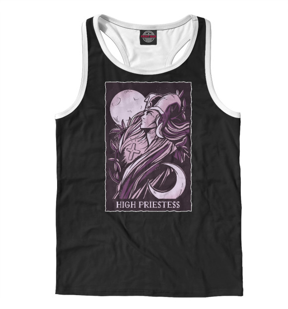Мужская майка-борцовка с изображением Верховная жрица Таро цвета Белый