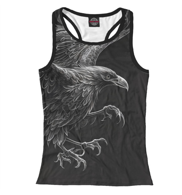 Женская майка-борцовка с притом Черный ворон цвета Белый Женская майка-борцовка с изображением Черный ворон цвета Белый