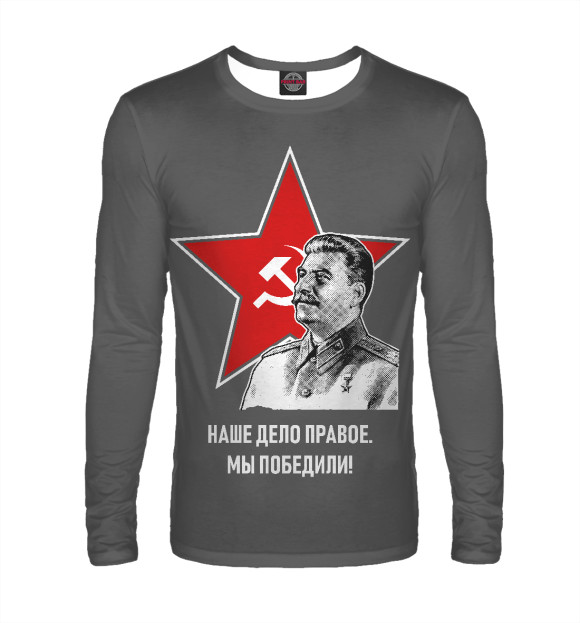 Мужской лонгслив с изображением Мы победили! цвета Белый