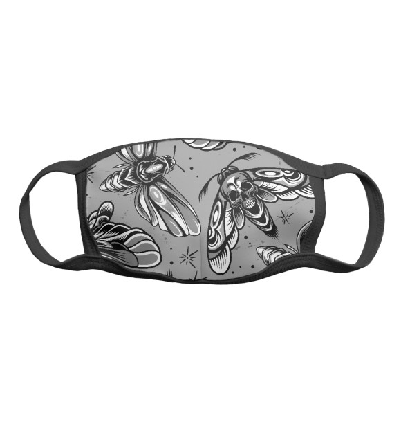 Маска тканевая с изображением Black moths цвета Белый