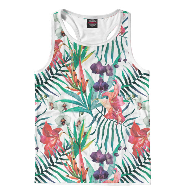 Мужская майка-борцовка с изображением Флора цвета Белый