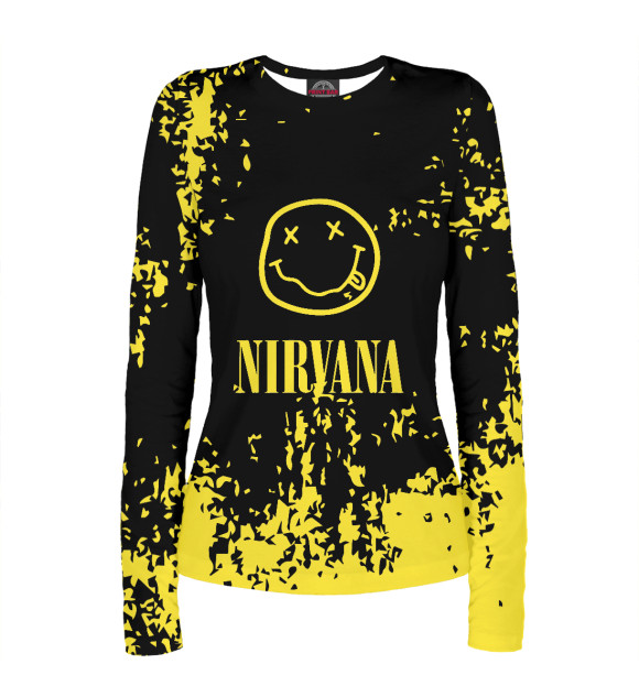 Женский лонгслив с изображением Nirvana цвета Белый