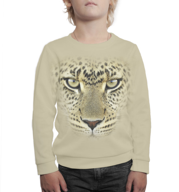 Свитшот для мальчиков с изображением Леопард цвета Белый