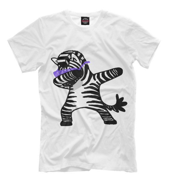 Мужская футболка с изображением zebra dab цвета Молочно-белый