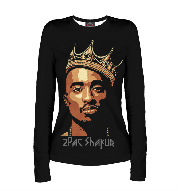 Женский лонгслив с изображением 2Pac цвета Белый